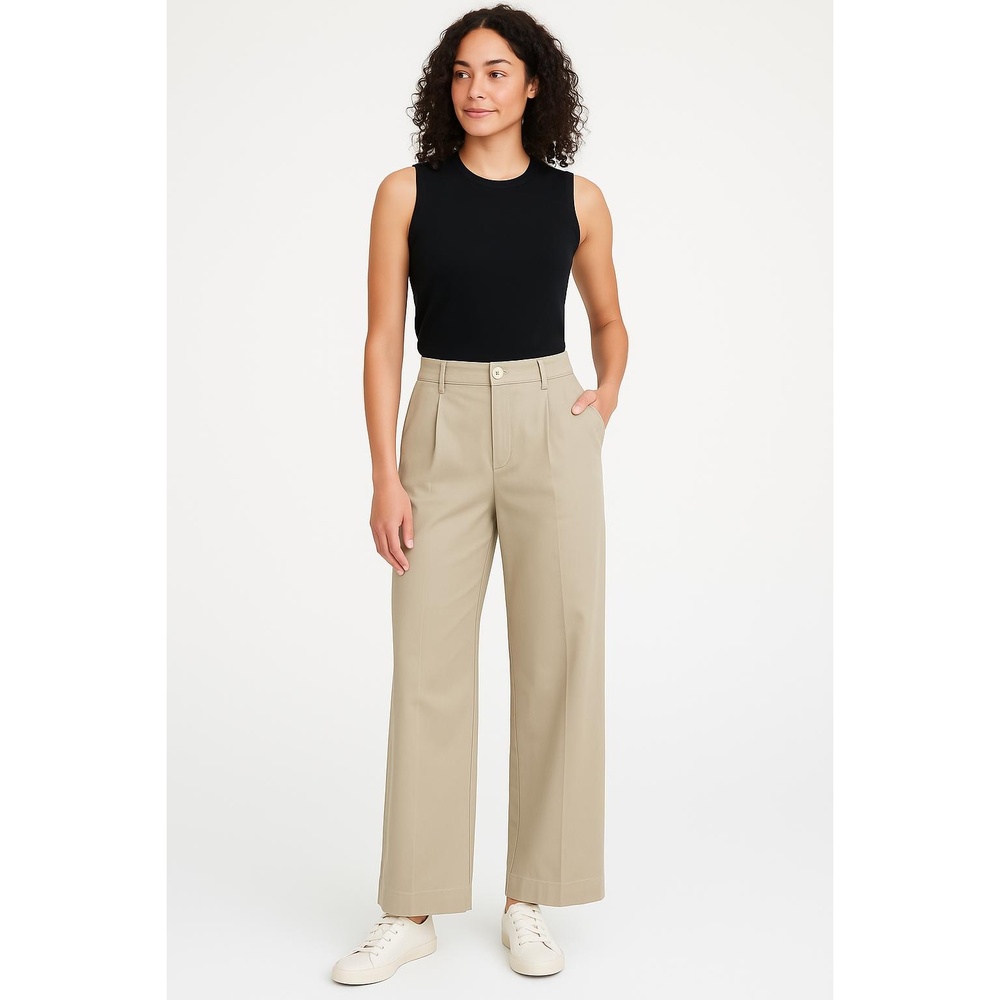 Loft Beige Pleated Wide Leg Stylish Pants‎ Womens Size 10